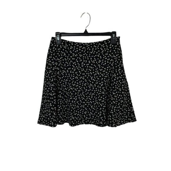 Dazy Black White Floral Mini Skirt Flowy A Line Cottagecore Aesthetic Medium - Picture 1 of 5